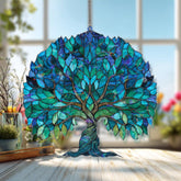 Tree of Life Acrylic Suncatcher, Blue Green Nature Window Hanging, Spiritual Symbol Art, Sacred Geometry Acrylic Home Decor Gift